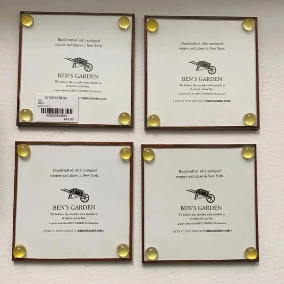 Ben’s Garden Nordstrom T Initial Copper Glass Square Coasters NWT - Picture 5 of 7